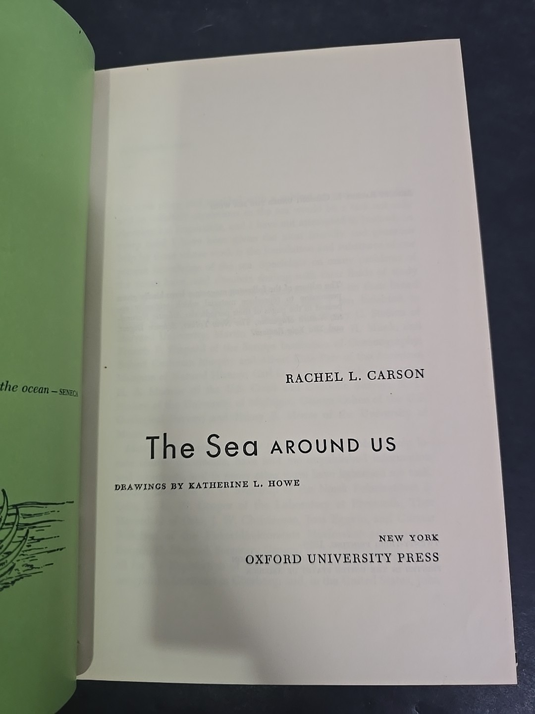 The Sea Around Us by Rachel Carson (1956, 23rd Printing) Franklin Map Endpapers