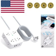 10 Ft Surge Protector Power Strip, Extension Cord with 8 AC Outlets 4 USB 2 U...