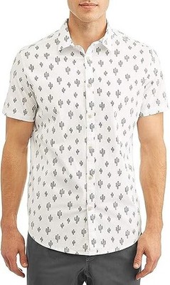 Men s George Slim Fit Short Sleeve Button Down Cactus Print Shirt Sz XL (46-48)
