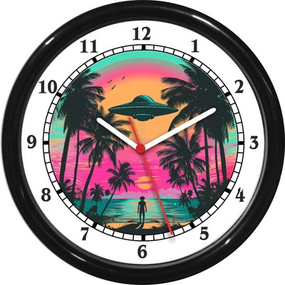 Small Alien Man Flying Saucer Wall Clock Outer Space UFO  ET  Terrestrial 0825