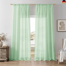Softalker Gardinen Grün Transparent Vorhänge Leinenoptik Gardine Schlaufenschal 