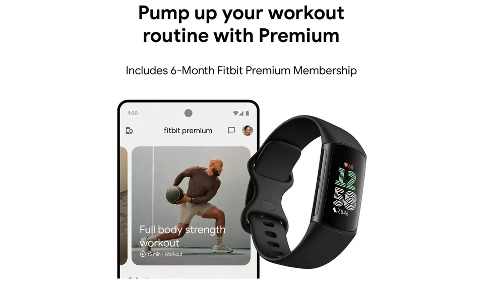 Fitbit Charge 6 Fitness Tracker GPS Bluetooth Heart Rate Smartwatch Black Band - Image 3 of 4