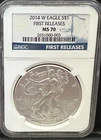2014-W BURNISHED Silver Eagle Dollar NGC MS70 FIRST RELEASES