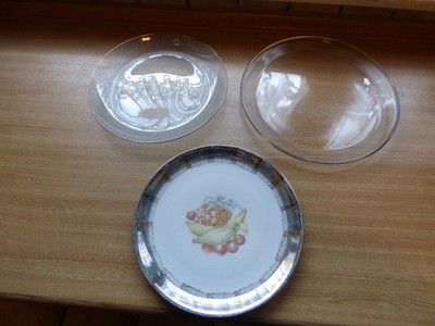 Glasschalen Pizzateller Brillantglas + Eschenbach Porzellan Vintage (Mu)