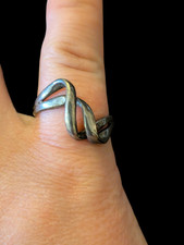925 Oxidized Sterling Silver Double Wave Size 6.5 Ring