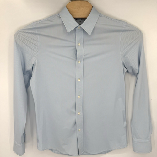 Rhone Commuter Men's Button Up Striped Blue M Shirt Spread Collar Stretch Nylon - Picture 2 of 7