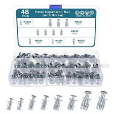 48 Pcs Jack Nuts Petal Nuts,m4 M5 M6 M8 Expansion Screw Petal Nut, Thins Fixings