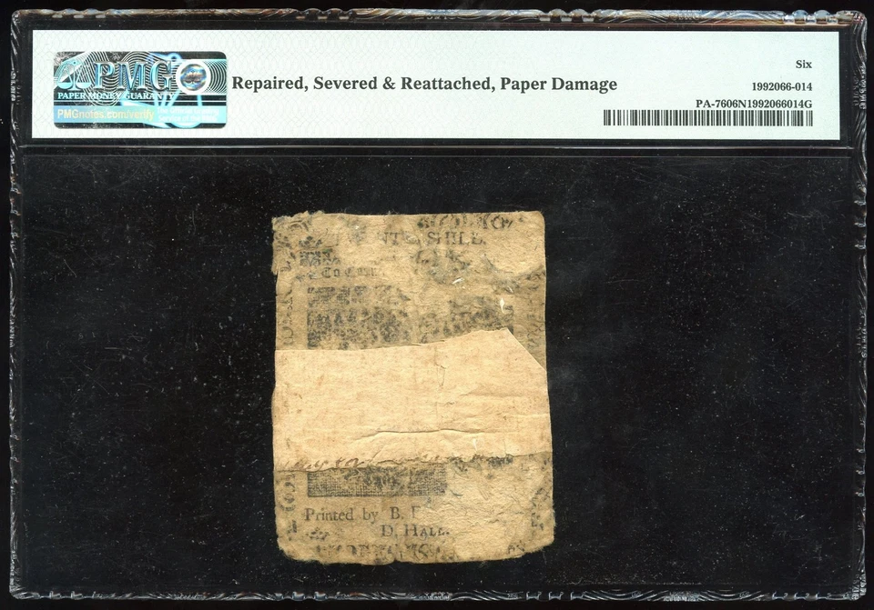 Pennsylvania Jan. 1, 1776 20 Shillings PMG G 6 NET Printed by Ben Franklin PA-76 - Image 2 of 2