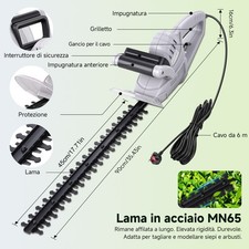 Electric Hedge Trimmer Lightweight  450W 230V 450MM Cutting Length 6M Cable UK