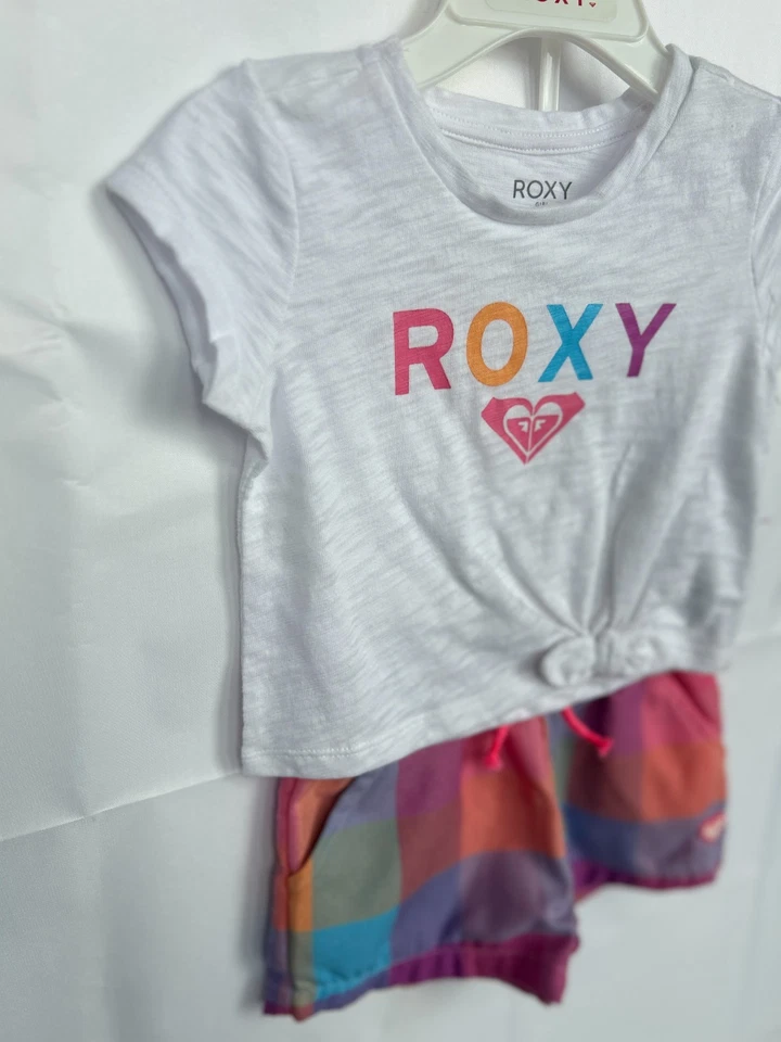 Roxy Baby девочек 18 М бант спереди футболка и шорты Summer наряд комплект новый с Ярлыками - Изображение 3 из 4