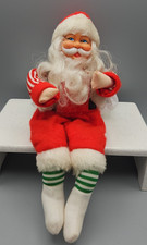 VTG 12" Rubber Face Santa Shelf Sitter, Red Felt Suit Poseable Legs and Arms