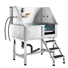 38" Dog Cat Pet Grooming Bath Tub Stainless Steel Wash Station with Stairs