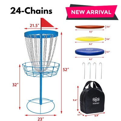 Portable Disc Golf Basket Target Set Putting Practice for Backyard Family Game