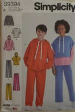 Simplicity 9394 - Boys' and Girls' Oversized Knit Hoodies, Pants and Tops