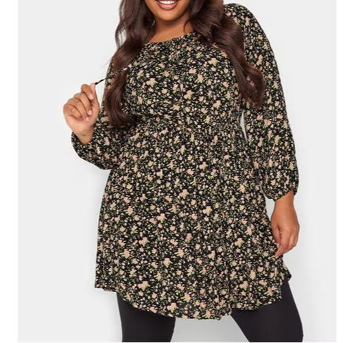 ИЗГИБ DAMEN SCHWARZ BLUMENDRUCK CRINKLE GYPSY TOP NEU (артикул 582 R)