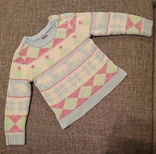 Holiday Time Girls Sweater Size 5T Heavy Knit Winter Pastel Blue Pink Green