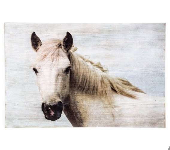 White Horse Wood Wall Art Farmhouse Modern Country Chic Home Decor
