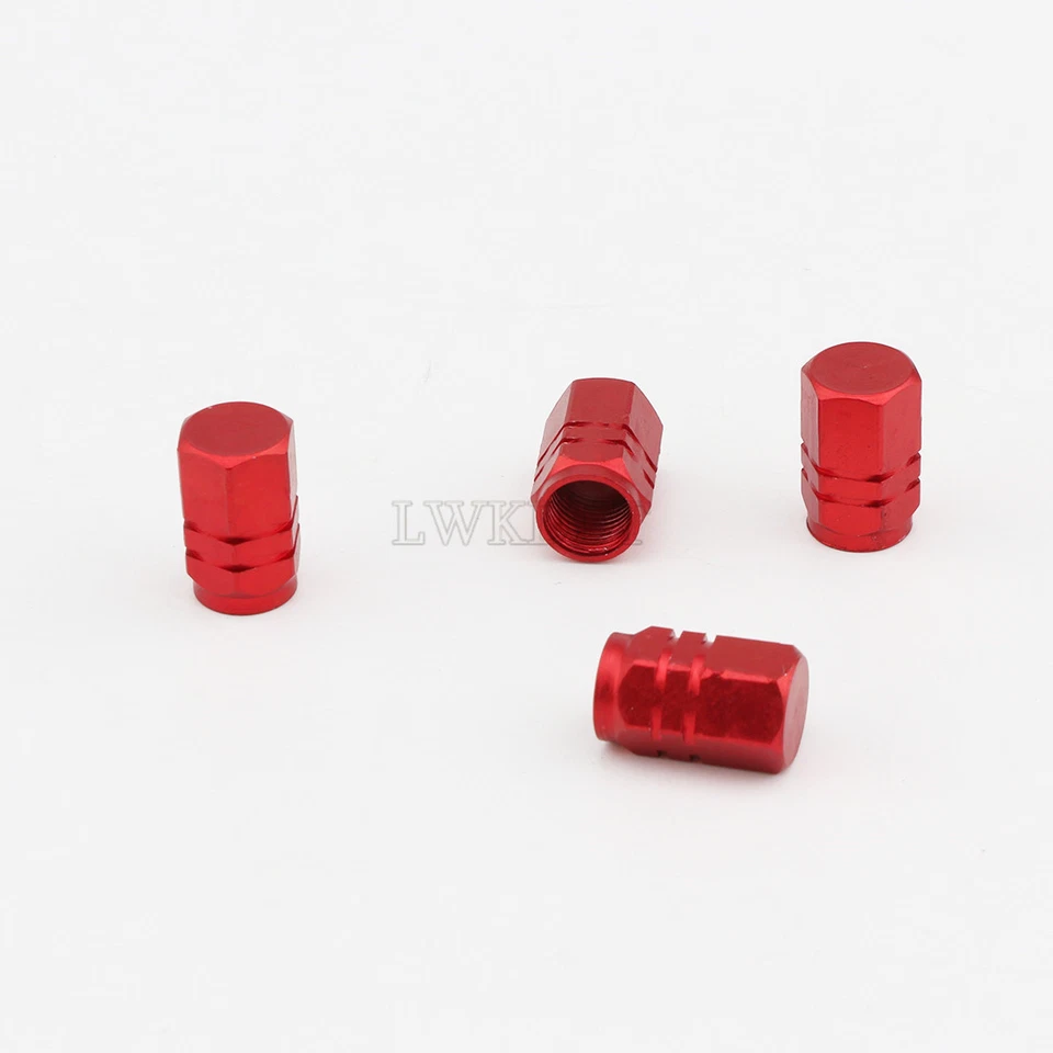 4Pcs Red Hexagon Aluminum Wheel Rim Tyre Valve Stem Caps For Harley Motorcycle - Image 4 of 4