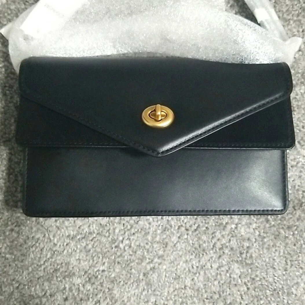 NWT COACH ASTER Clutch Crossbody Bag In Black Leather