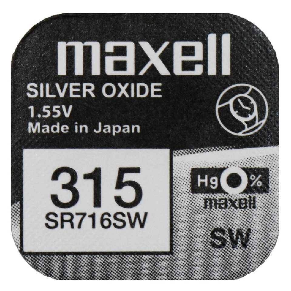 REY Pila Botón / Moneda Original MAXELL 315 (sr716sw) 1,55 VOLTIOS Litio Blister b36