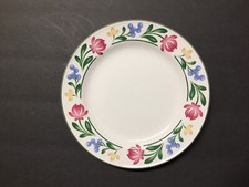 Farberware Stoneware Dorchester 388 Plate Flower Design Green Trim 7-3/4" Vtg