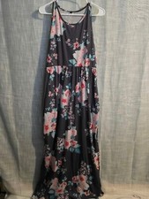 Women's ZZERI Maxi Dress Size XL Gray Floral