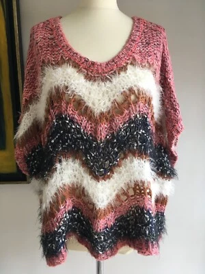 Pull ICHI état neuf mailles ajourées multicolore T: L et plus - Photo 1/4