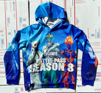Fortnite Battle Pass Season 8 graphics All Over art Print Pullover Hoodie Size L