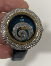Women's Burgi BUR209BU Swarovski Crystal Diamond Sparkle Blue Leather Watch New