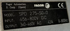 FAGOR DRIVER  SPD 2.75-S0-0 FROM WORKING MACHINE