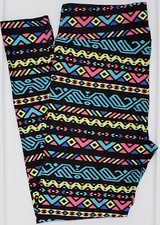 TC2 LuLaRoe Tall  Curvy2 Leggings Tribal Aztec Cute Multi-color Print NWT H45