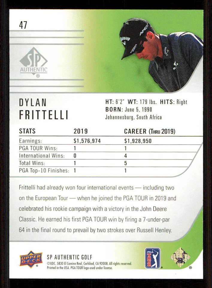 2021 SP Authentic #47 Dylan Frittelli Rookie - Image 2 of 2