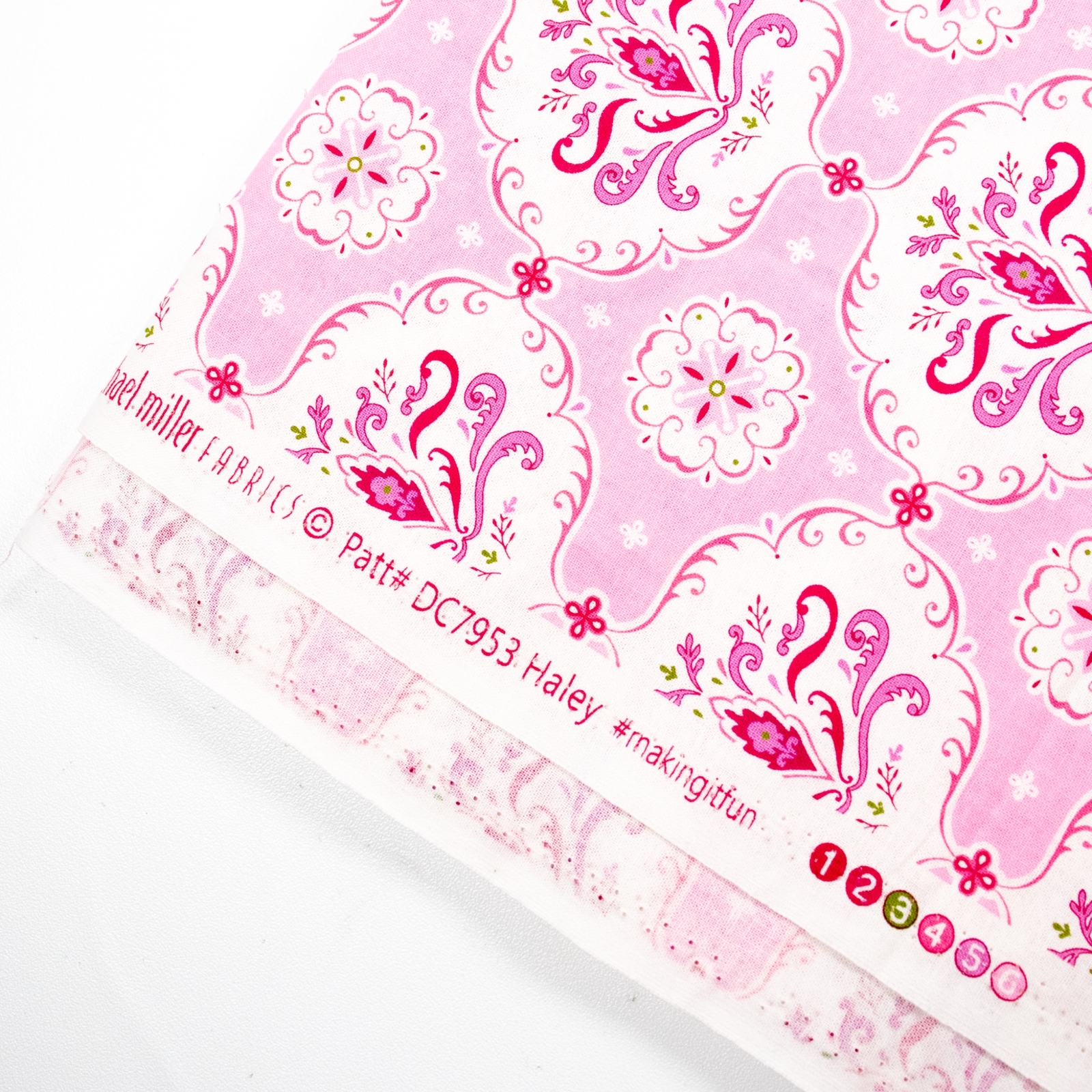 Isabella Michael Miller Cotton Fabric Pink Haley BTHY Half Yard Quilting DC7953