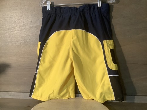 GNX Aqua Tech YELLOW BLACK LINED Swim Shorts BOYS YOUTH Trunks SIZE XL - Picture 4 of 5