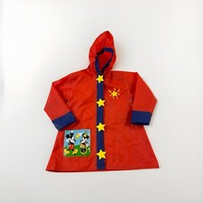 Vintage Disney Mickey Minnie Raincoat Kids Size 4 Unisex Red Blue Vinyl Poly