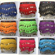 Chiffon Belly Dance Dance Hip Scarf Wrap Belt Tribal Sash Skirt with Silver Coin