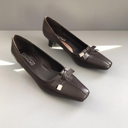 Carriage Court Becca Vintage Square Retro Kitten Bow Pumps 9.5M Stepford Wives