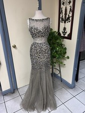 Jovani Gray Sequence Evening Gown Size 12