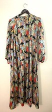 Natori Dynasty Mandarin Zip Caftan Midi Night Gown Long Sleeve Women's Size S 