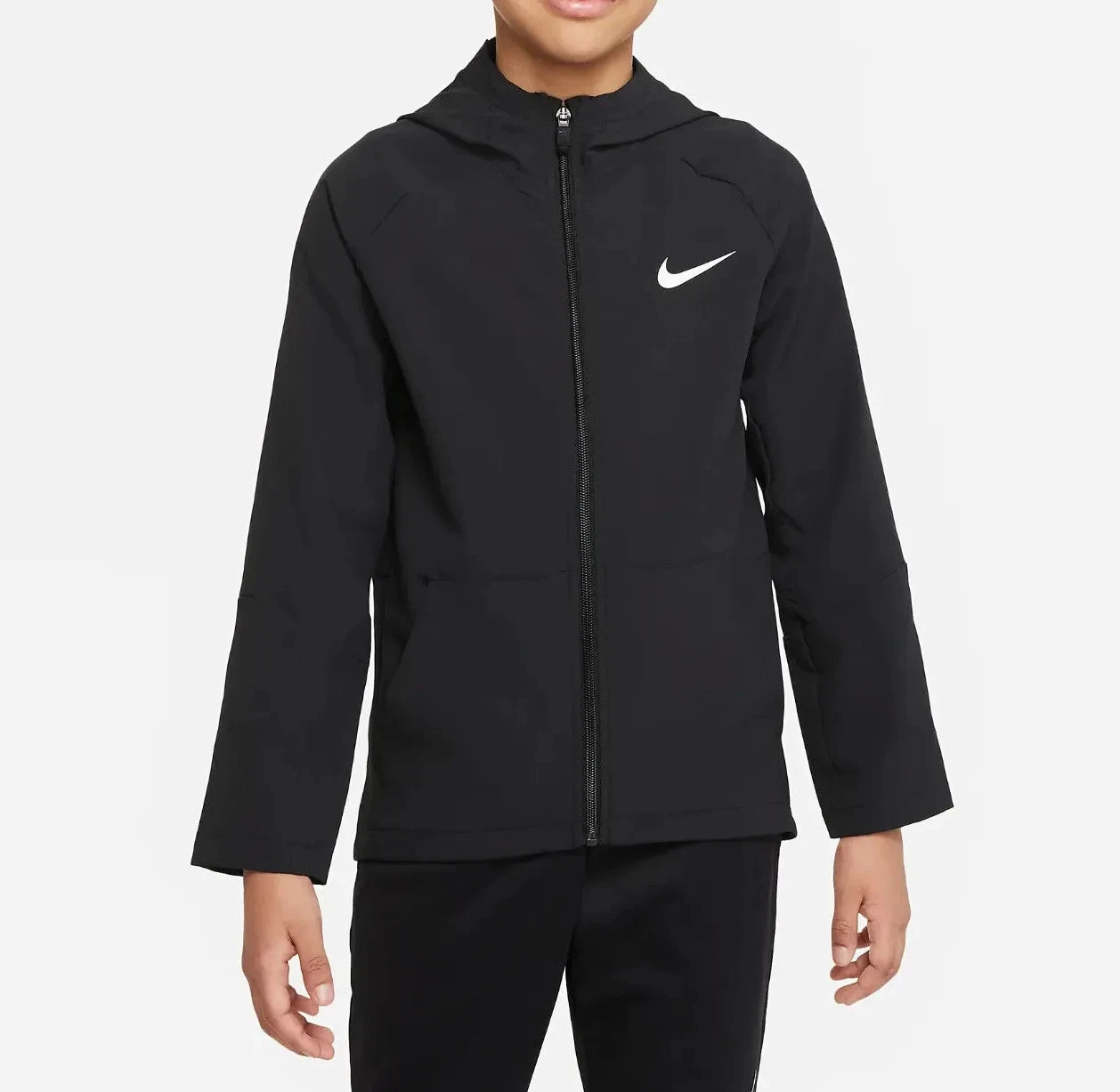 Nike (Kids) Boys' Black/White Dri-FIT Woven Training Jacket (DO7095-010) M/L/XL