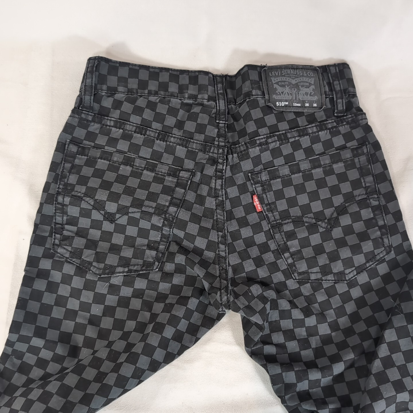 Levi's 510 Skinny Black Check Checkered 12 Regular 26x26 Women Denim Jeans Pants image 4