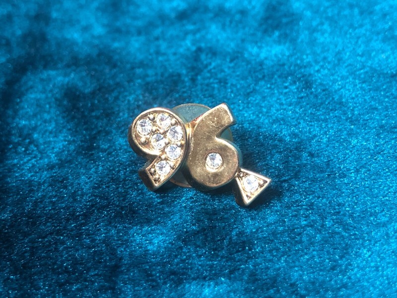 Avon Gold Tone Tack Lapel Pin Rhinestone - 96