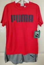 NWT Puma Boys 3pc Set -Tank, T- Shirt Shorts - Blue/Red/Gray Size 4 and 5yrs