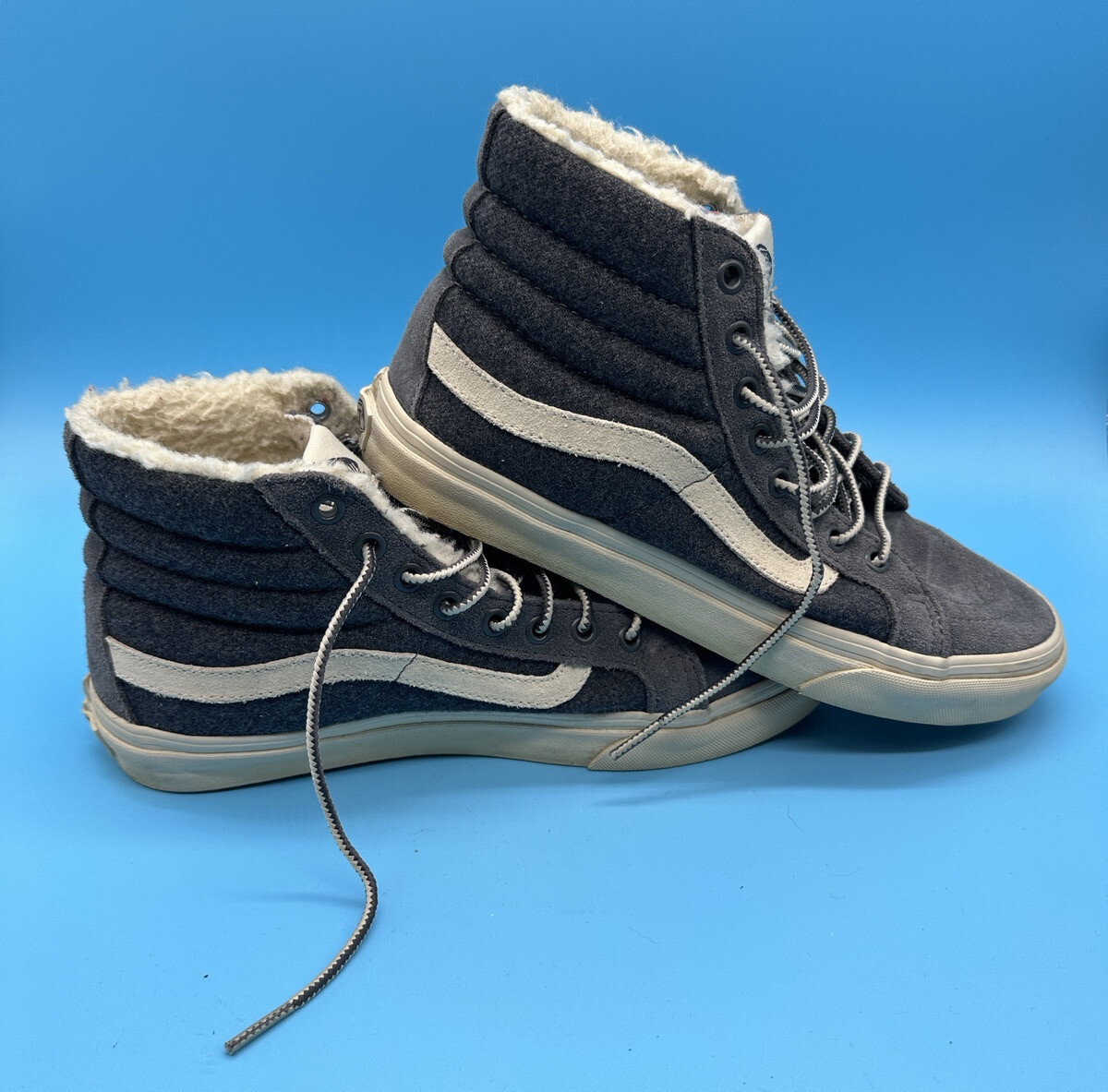 Vans Skateboard Shoes Grey Suede Fleece Lined Mens Size 7 721277-image