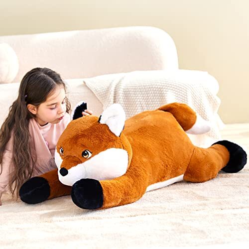 FOX STUFFED ANIMAL Plush Toy Cute Jumbo Soft Giant 30 Inch Red