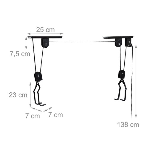 Relaxdays Portabici da Soffitto Fino a 20 kg Appendi Bicicletta a Carrucola G... - Imagen 4 de 9