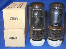 NOS NIB Pair National Union 6SH7GT Vacuum Tubes Same 1943 Date