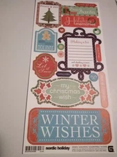 Scrapbooking Crafts Stickers Nordic Holiday Christmas Winter Wishes Let it Snow