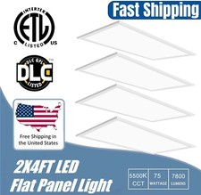 2x4FT LED Flat Panel Troffer Light, 75W 5000K Recessed Drop Ceiling Lights 4pack