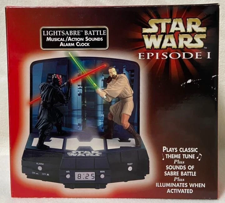 Figure Star Wars Episode 1 Lightsaber Battle Musical Action Sounds Alarm  Clock